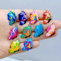 10pcs 25x16mm Colorful Butterfly Charms Pendant Enamel Metal Charms Necklace Bracelet DIY Jewelry Making Accessories