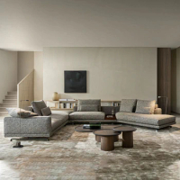 Italian minimalist corner fabric sofa living room size modern three four five person combination sofa