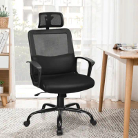 Costway Mesh Office Chair High Back Ergonomic Swivel Chair w/ Lumbar Support &amp; Headrest