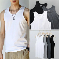 【  Malaysia Spot Goods 】Men's Summer Plain Tank Top American Loose Sports Sleeveless Tops Round Neck