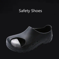 mens fashion steel toe caps safety shoes slip-on worker shoe non-slip summer work loafers safe slippers protective footwear male