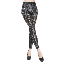 Women Skinny Trousers Shiny Fish Scale Skinny Pants for Women Elastic Waist Clubwear for Stage Disco Party
