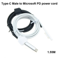1.55M USB Type C 15V 3A PD Power Supply Charger Adapter Charging Cable for Microsoft Surface Pro 6/5/4/3/GO/BOOK Laptop 2