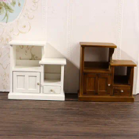 DIY 1:12 Miniature Wooden Display Cabinet European Bookcase Shelf Legs Cupboard Model Dollhouse Furniture Decor Dollhouse Toys