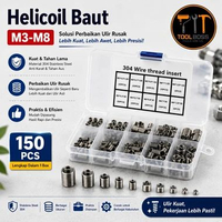 Refil Recoil 150 Pcs Set M3 M4 M5 M6 - Power Shop M8 - Recoil Helicoil BAUT KUNCI Thread Insert