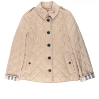 【BURBERRY】L號菱格紋棉質輕型外套(駝色)