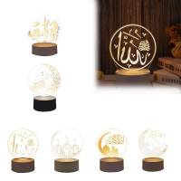 Lampu LED bulan untuk hiasan rumah, lampu logam bertema Ramadan Kareem, R8G8