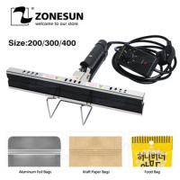 ZONESUN Direct-heat Pliers Sealing Machine For Aluminum Film Kraft Paper Bag Portable Impulse Sealer 200/300/400mm