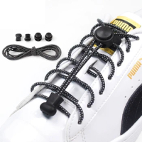Reflective Shoelaces Elastic Stretching Lock Round Shoe Laces For Sneaker Children And Adult Safety Fast Lazy Shoes Lace Rubber