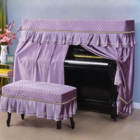 Household Dustproof Piano Cover Full Package Thickened Split Piano Case Simple Rural Cotton Fabric Velvet Piano Bench Cover