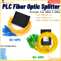 SC/APC SC/UPC Fiber Optic FTTH Splitter FBT Optical Coupler 1:8,1:16，1X32 SC UPC Singlemode simplex 1M PLC optical splitter
