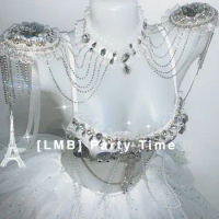 PartyTime luxury flash diamond slim tassel star sand Tutu skirt nightclub disco dancing electric syllable set