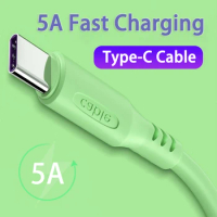 5A Fast Charging USB C Cable TYPE C Liquid Soft Silicone Data Cord For Huawei P30 Xiaomi 1.2/1.8M Mobile Phone USB-C Charger Wir