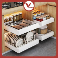 COD Vhome ชั้นวางของใต้อ่างล้างจาน ชั้นวางอเนกประสงค์สำหรับห้องครัว สแตนเลส สีดำ สีขาว ชั้นเก็บของ ช