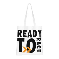 Fashion Ready To Race Shopping Tote Bags Reusable Racing Motorcycle Biker Groceries Canvas Shoulder Shopper Bag