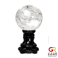 白水晶 頂級彩虹白水晶球 6.7kg 白水晶擺件 特製木座