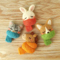 Animals Wool Felt Needlepoint Kit, Needle Felting, Craft Needlecraft, DIY, Handmade