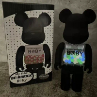 Bearbrick 400% Building Block Bear Qianqiu Series Luminous Black Qianqiu Color Box Packaging Belly Beads with luminous effect