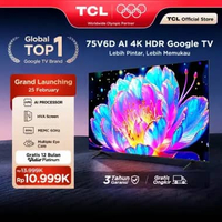 TCL AI 4K Google TV 75 inch V6D - MEMC - HDR 10 - HVA Panel - Dolby Audio - Google Play/Netflix/Yout