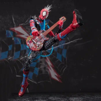 18cm Spiderman Figure Peter Parker Figurine Punk Spiderman Cool Action Figures Pvc Statues Collection Rock Roll Models Birthday