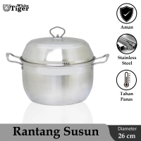 White Tiger 555 Panci Masak Dengan Tutup Diameter 26 CM Stainless ROS