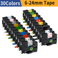 30 Colors Label Tape Compatible for Brother-Ptouch label Maker 6mm 9mm 12mm AZE-221 231 241 251 or PT-H110 PTD-210 PTD210 PT1000
