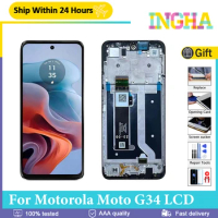 Original 6.5" For Motorola Moto G34 LCD Display Touch Screen Digitizer Assembly For Moto G34 XT2423-1 LCD With Frame Replacement