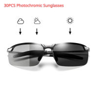 30PCS Photochromic Sunglasses Eyewear Men Polarized Driving Glasses Sun Glasses Day Night Vision Driver Dropshipping