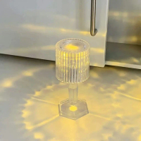Ins Style Crystal Night Light Vertical Striped | Warm Light Bedside Ambient Lamp | Romantic Birthday