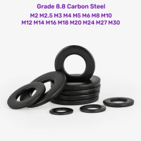 GB97 DIN125 Black Flat Washer Plain Gasket Pad Ring Grade 8.8 Carbon Steel M2M2.5M3M4M5M6M8M10M12M14M16M18M20M22M24M27M30