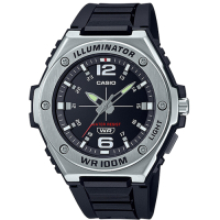 CASIO  金屬圈設計重機械工業風格休閒指針錶(MWA-100H-1A)黑面/50.6mm / 考試錶