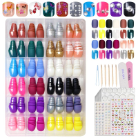 576PCS Short Square Press On Nails-24 Colors Short Press On Nails KitShort Matte Press On Nails Shor
