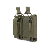 Tactical Double Kangaroo Mag Pouch Dual Decker Bungee Pull Molle System 7.62 5.56 M14 1911 9mm Magazine Holder Hunting Bag