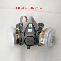 Original 3M 6200 gas mask 7 Piece Suit Respirator with 3M 6001 Suitable for use Anti-Fog Haze Pesticide Painting Spraying