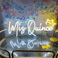 Mis Quince Neon Sign Light LED For Wall Decor Happy Birthday Room Neon Signs For Bedroom The Mis Quince Neon Sign USB Wall Decor