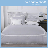 【WEDGWOOD】500織長纖棉Bi-Color素色被套枕套組-紐曼經典灰(加大240x210cm)