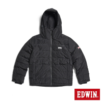 EDWIN 男裝 紅標連帽羽絨外套-黑色