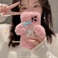 Kawaii My Melody Cartoon Plush Phone Case Sanrios Anime Apple Iphone 14 13 12 11 Pro Max X Xr Xs Plus Soft Shockproof Cover Case