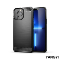 YANG YI 揚邑 iPhone 13 Pro Max / i13 Pro Max 碳纖維拉絲紋軟殼散熱防震抗摔手機殼
