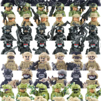 Modern City SWAT Ghost Commando Special Forces Army Soldier Figures Police Military Weapon Building Blocks Toy For Children Gift