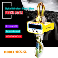 1T 2T 3T 5T 10T Digital Wireless Hanging Scale Rechargeable LED Direct View Remote Control Crane Scale Aluminum Alloy Shell