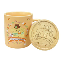 小禮堂 Sanrio 三麗鷗 布丁狗 陶瓷馬克杯附杯蓋 (黃紳士帽款)