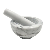 Wholesale 50pcs Customized Natural Marble Gothic Mortar and Pestle Set Color White