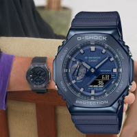 CASIO 卡西歐 G-SHOCK 八角 金屬錶殼 雙顯手錶 送禮首選-深海藍 GM-2100N-2A