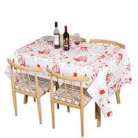 Halloween Bloody Tablecloth Palm Print Bloody Party Table Cover 2.6*1.3m Halloween Prop Horror Blood Handprint Tablecloth Bloody