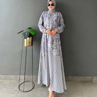 Amora Set Hijab / Setelan Dress Wanita Panjang / Gamis Busui Bumil / Dres Casual import