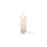 BLUMARINE-ANNA MOLINARI 米白色抓褶V領短袖洋裝
