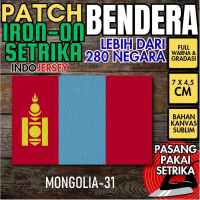 Indojersey Patch Bendera MONGOLIA Iron-On Kanvas Sublimasi Persegi Kotak 7 x 4.5 cm Baju Kaos Jersey
