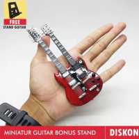 miniatur gitar gibson eds double neck 1275 bonus stand miniatur