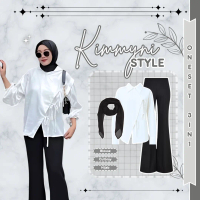 Kimmyni - Blouse Tali, Celana Cutbray, Hijab - Outfit Kondangan - Outfit Kuliah - Outfit Nongkrong -